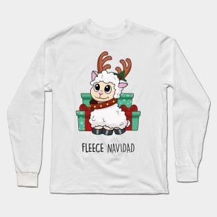 Fleece Navidad | Cute Christmas Pun Tshirt | Sheep Joke Long Sleeve T-Shirt